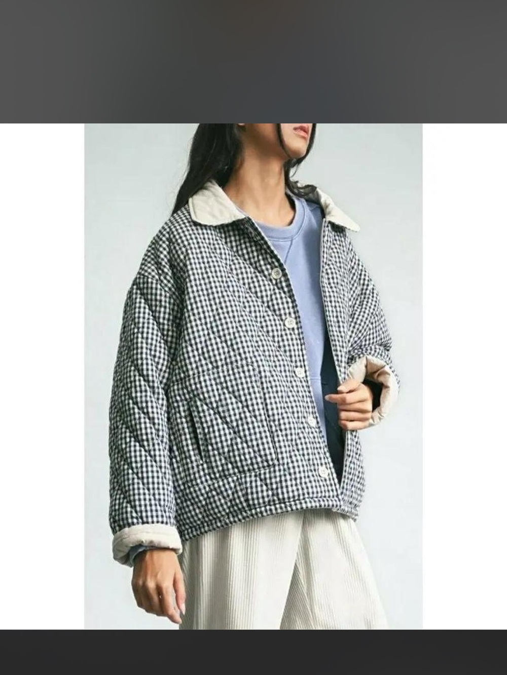 Checked Quilted Jacket - Women